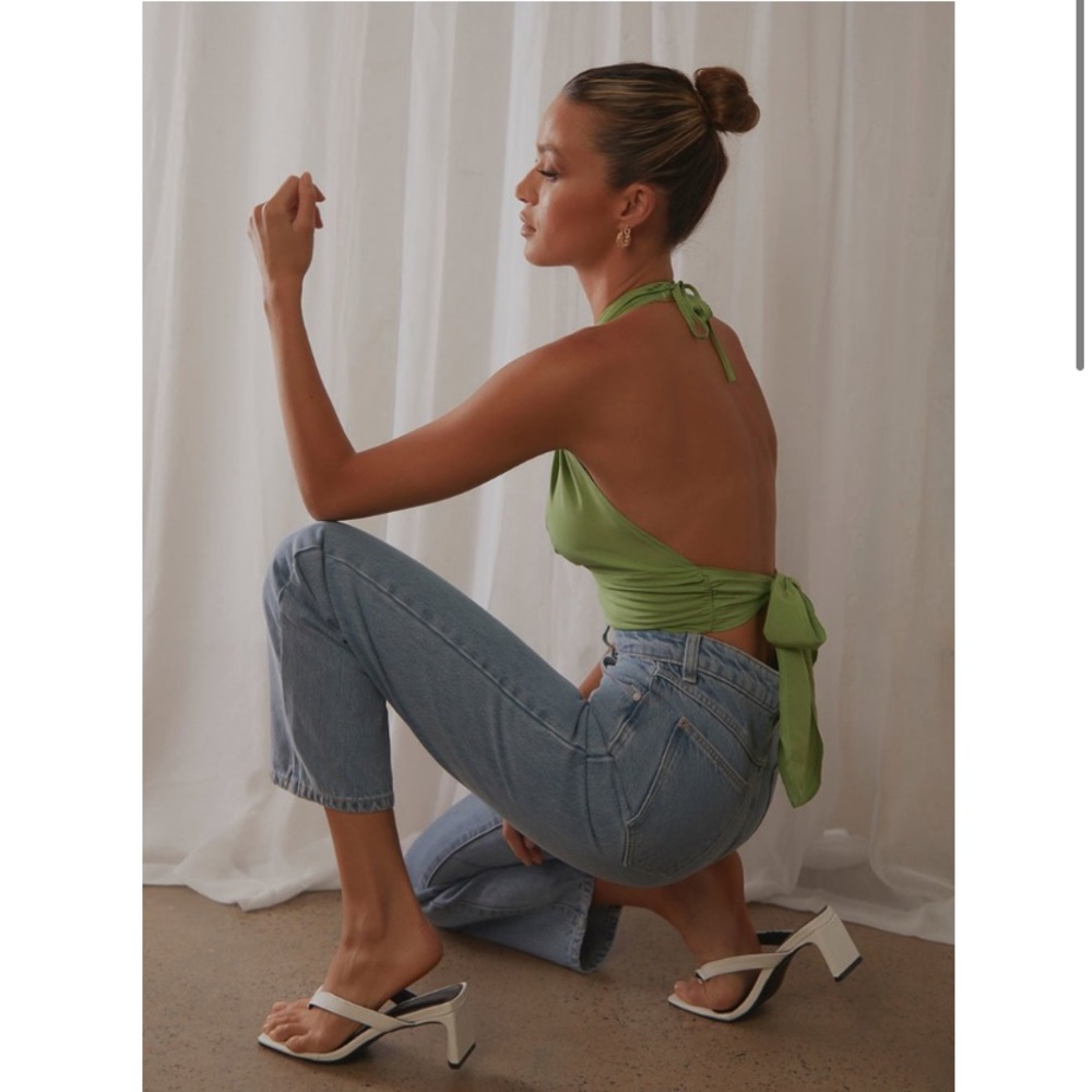 Green Halter Tie Top